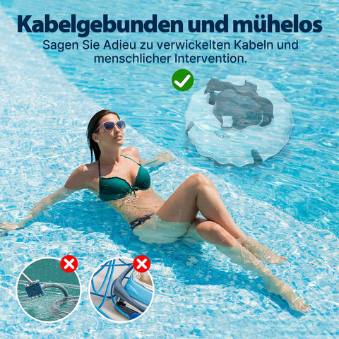 Redkey S100 Poolroboter Akku, Akkulaufzeit 130 Minuten,Max Steigung 18°,Selbstparkend, Automatische Poolreiniger Kabelloser, Poolreinigungsroboter,Geeignet für Flache Pools bis zu 100 m²