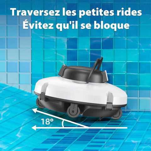 Redkey S100 Robot Piscine Sans Fil, 130 Min de Nettoyage Puissant, Pente de 18°, Deux Moteurs Puissants et Brosses, Automatique de Stationnement, Aspirateur Piscine pour Piscines Hors Sol jusqu'à 100㎡