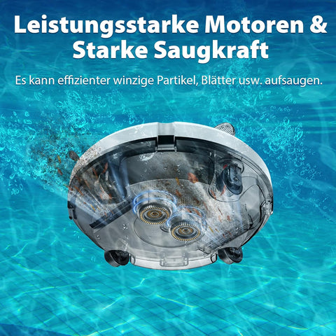 Redkey S100 Poolroboter Akku, Akkulaufzeit 130 Minuten,Max Steigung 18°,Selbstparkend, Automatische Poolreiniger Kabelloser, Poolreinigungsroboter,Geeignet für Flache Pools bis zu 100 m²