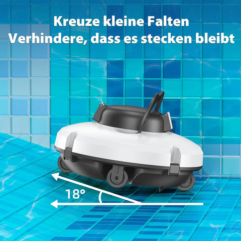 Redkey S100 Poolroboter Akku, Akkulaufzeit 130 Minuten,Max Steigung 18°,Selbstparkend, Automatische Poolreiniger Kabelloser, Poolreinigungsroboter,Geeignet für Flache Pools bis zu 100 m²