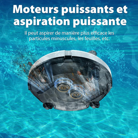 Redkey S100 Robot Piscine Sans Fil, 130 Min de Nettoyage Puissant, Pente de 18°, Deux Moteurs Puissants et Brosses, Automatique de Stationnement, Aspirateur Piscine pour Piscines Hors Sol jusqu'à 100㎡