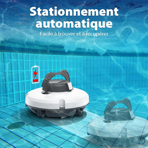 Redkey S100 Robot Piscine Sans Fil, 130 Min de Nettoyage Puissant, Pente de 18°, Deux Moteurs Puissants et Brosses, Automatique de Stationnement, Aspirateur Piscine pour Piscines Hors Sol jusqu'à 100㎡