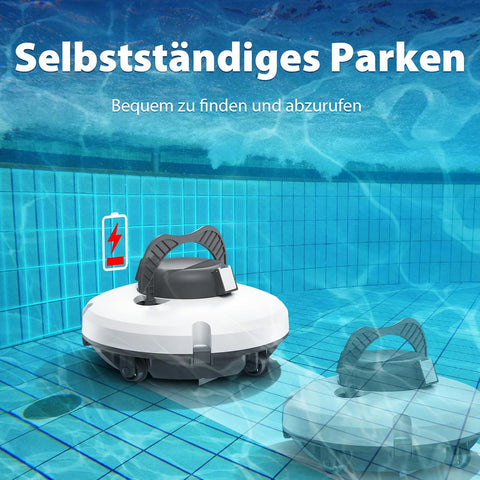Redkey S100 Poolroboter Akku, Akkulaufzeit 130 Minuten,Max Steigung 18°,Selbstparkend, Automatische Poolreiniger Kabelloser, Poolreinigungsroboter,Geeignet für Flache Pools bis zu 100 m²
