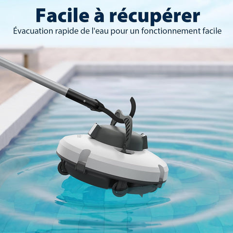 Redkey S100 Robot Piscine Sans Fil, 130 Min de Nettoyage Puissant, Pente de 18°, Deux Moteurs Puissants et Brosses, Automatique de Stationnement, Aspirateur Piscine pour Piscines Hors Sol jusqu'à 100㎡