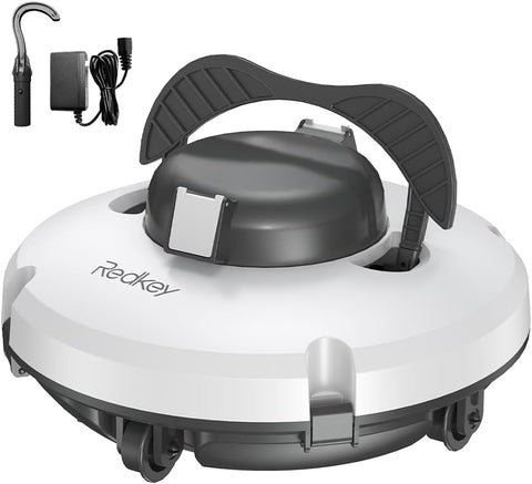 Redkey S100 Robot Piscine Sans Fil, 130 Min de Nettoyage Puissant, Pente de 18°, Deux Moteurs Puissants et Brosses, Automatique de Stationnement, Aspirateur Piscine pour Piscines Hors Sol jusqu'à 100㎡